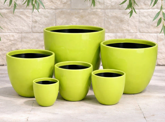 Decor Tall Egg Pot - Gloss Lime Green