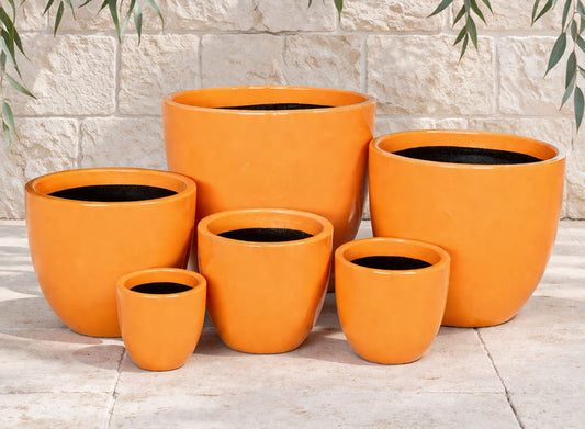 Decor Tall Egg Pot - Gloss Orange