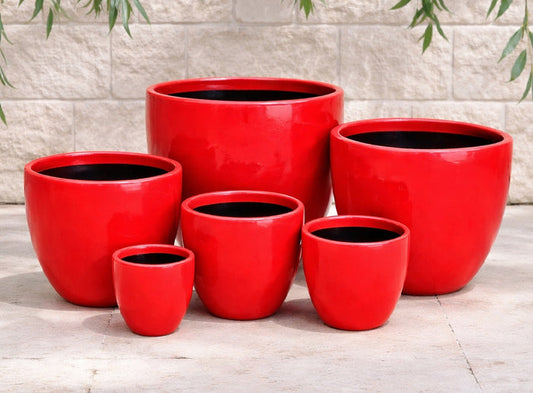 Decor Tall Egg Pot - Gloss Red