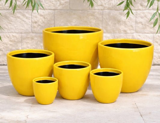 Decor Tall Egg Pot - Gloss Yellow