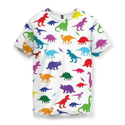 An energetic scatter pattern of prehistoric reptile silhouettes pops against a crisp snowy white canvas. Contact us with accessibility feedback, we'd love to help!