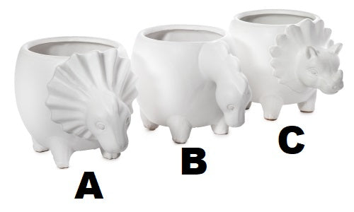 Dinosaur Pot - White