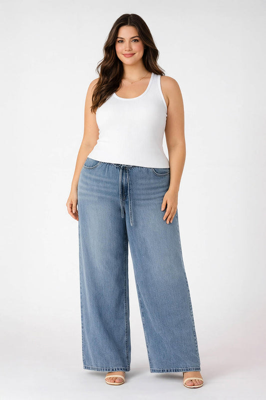 Drawstring Waist Denim Pant