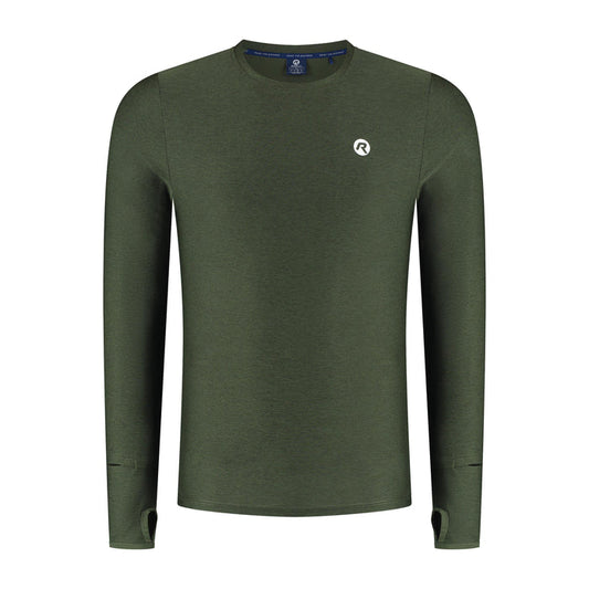 Rogelli Essential hardloopshirt lange mouw heren groen voorkant.