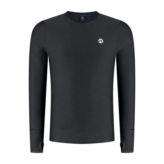 Rogelli Essential hardloopshirt lange mouw heren zwart voorkant.