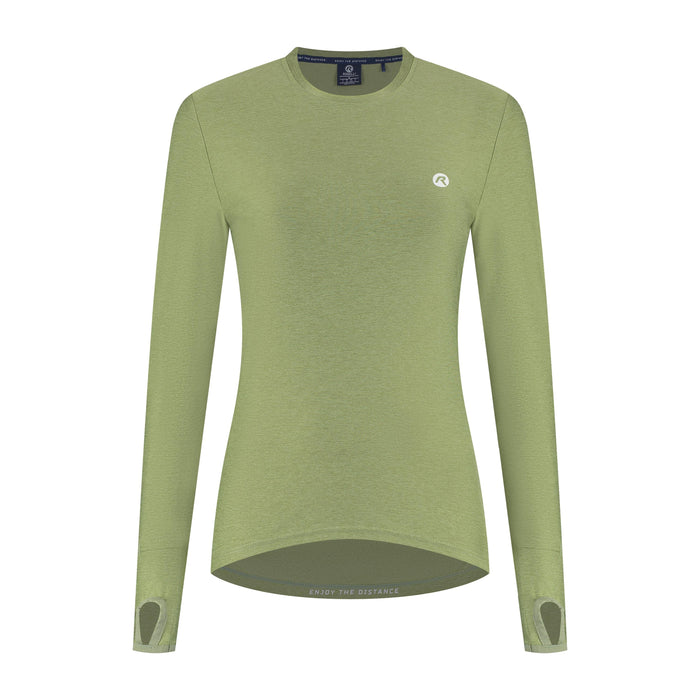 Rogelli Essential hardloopshirt lange mouw dames sage voorkant.