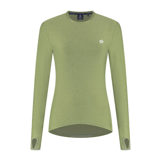 Rogelli Essential hardloopshirt lange mouw dames sage voorkant.