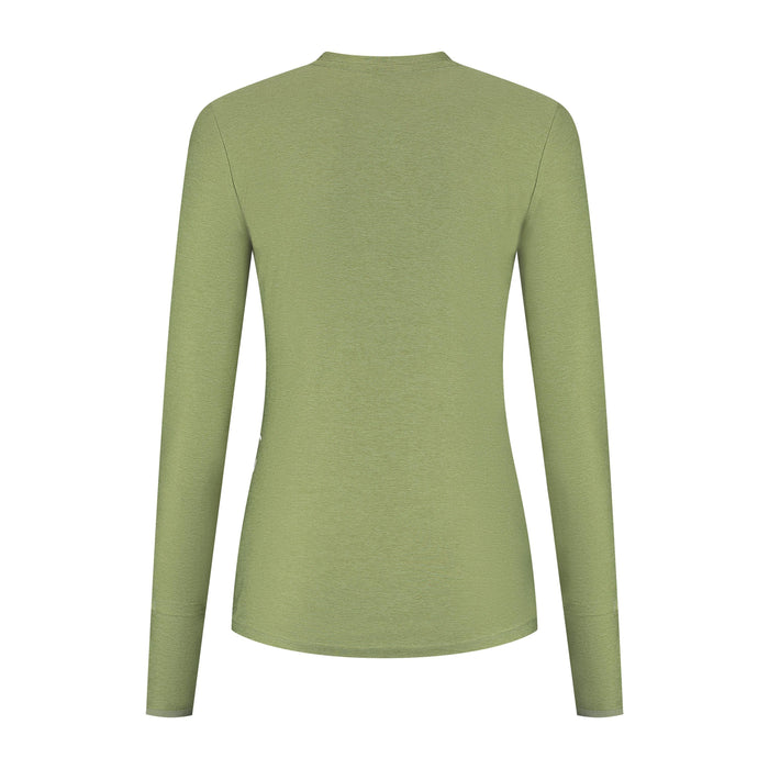 Rogelli Essential hardloopshirt lange mouw dames sage achterkant.