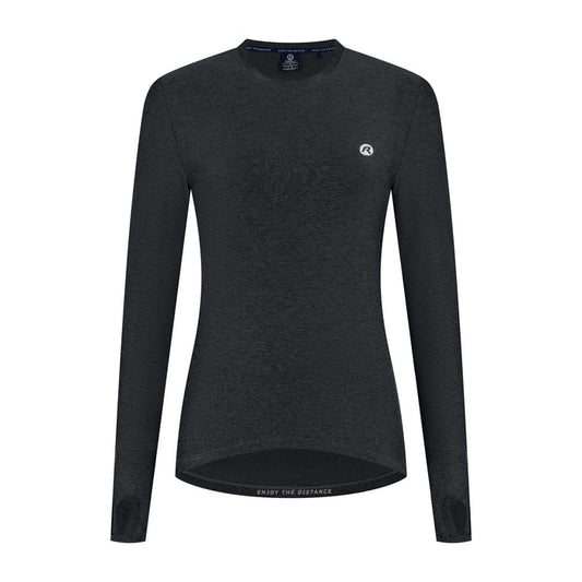 Rogelli Essential hardloopshirt lange mouw dames zwart voorkant.