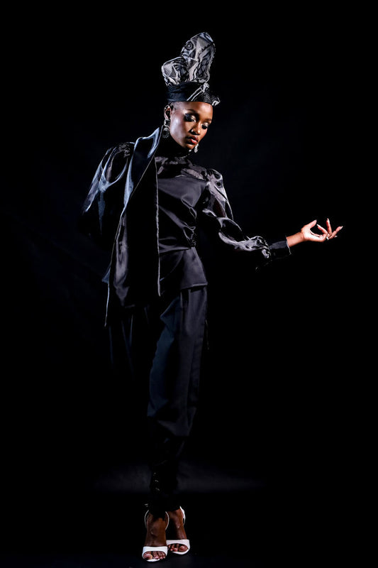 Fabrosanz: Black FRS Buckle Organdy&Cotton Top