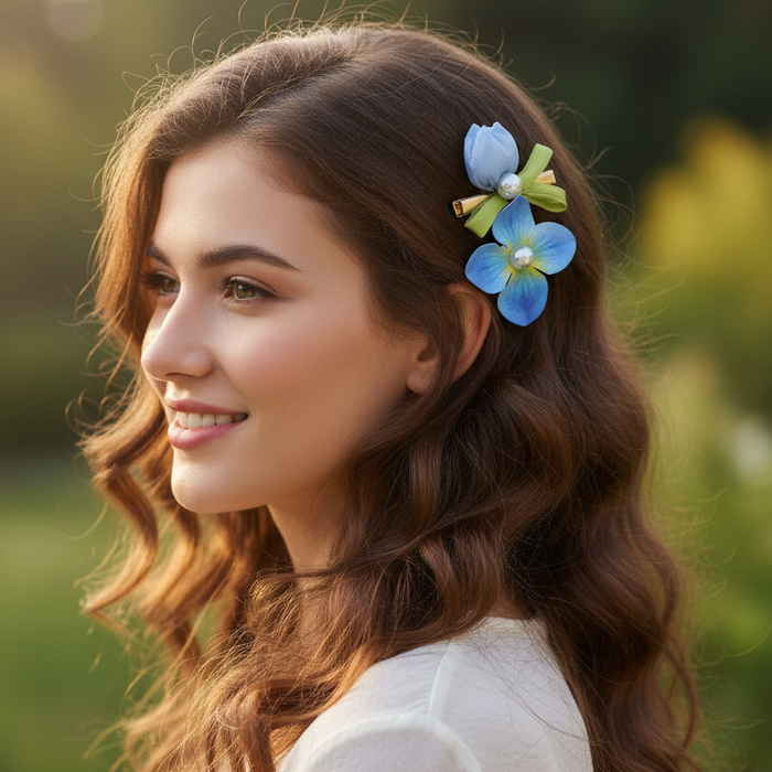 Floral Hair Clips Set | Cute Flower & Ribbon Alligator Hair Pins for Girls and Women (TK-1114K)