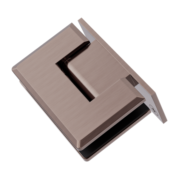 FORGE BLACK SHOWER HINGE GLASS TO WALL L-SHAPE 90 Degrees 10mm Glass - BRUSHED BRONZE - Image 1