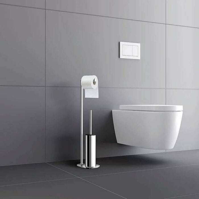 Free Standing Toilet Paper Holder with Toilet Brush - Stainless Steel or Matte Black - SMEDBO