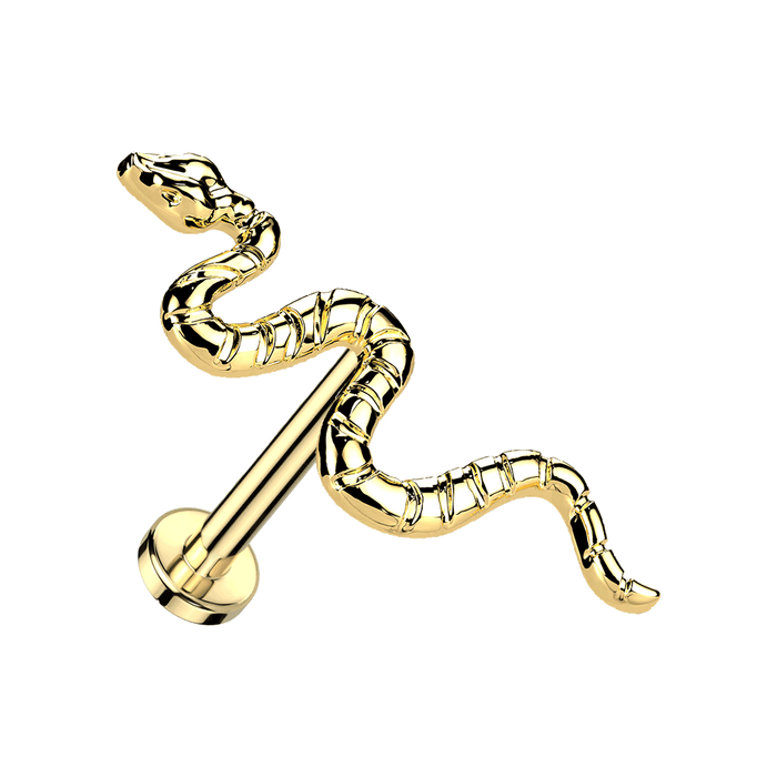 Gold Snake Titanium Threadless Labret 6mm