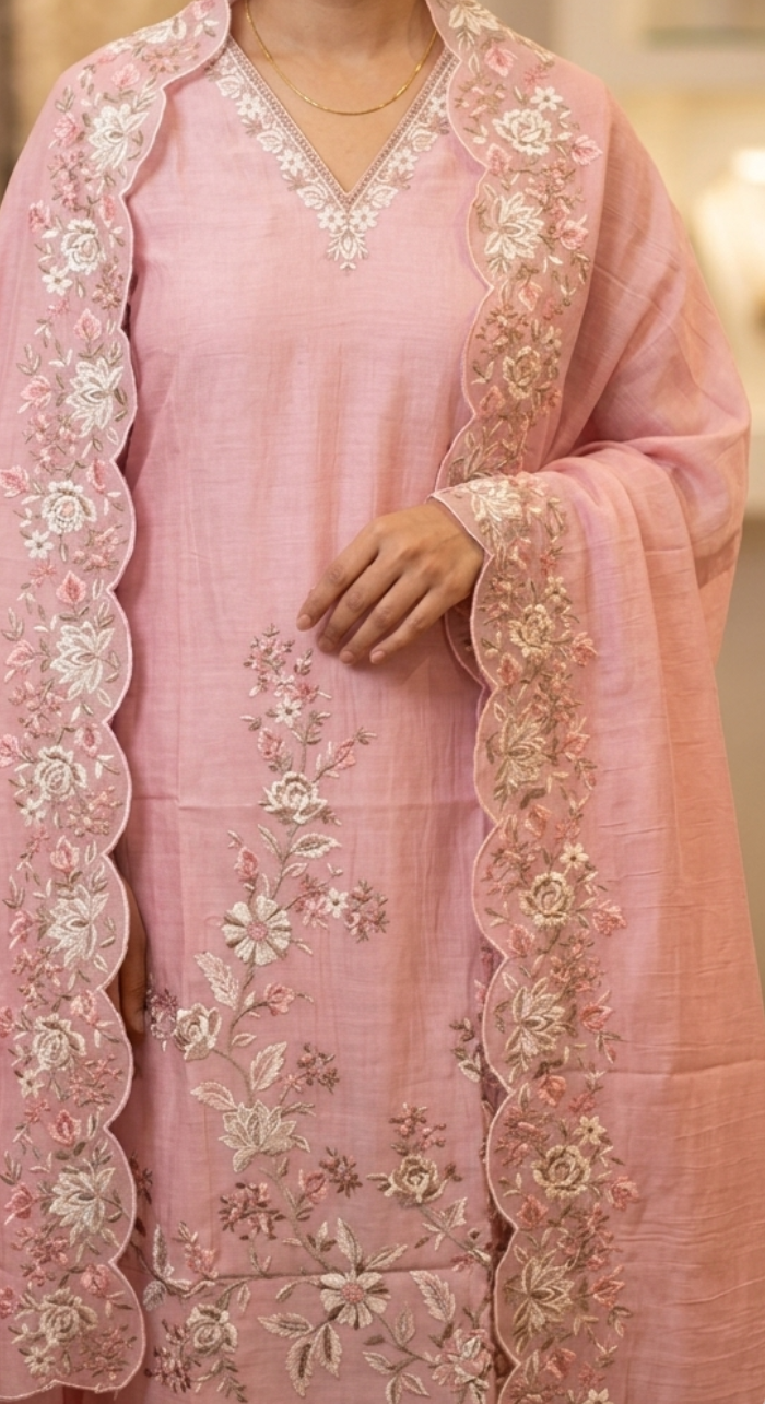 Gulnaar Heirloom Chanderi Semi-Stitched Cotton Suit