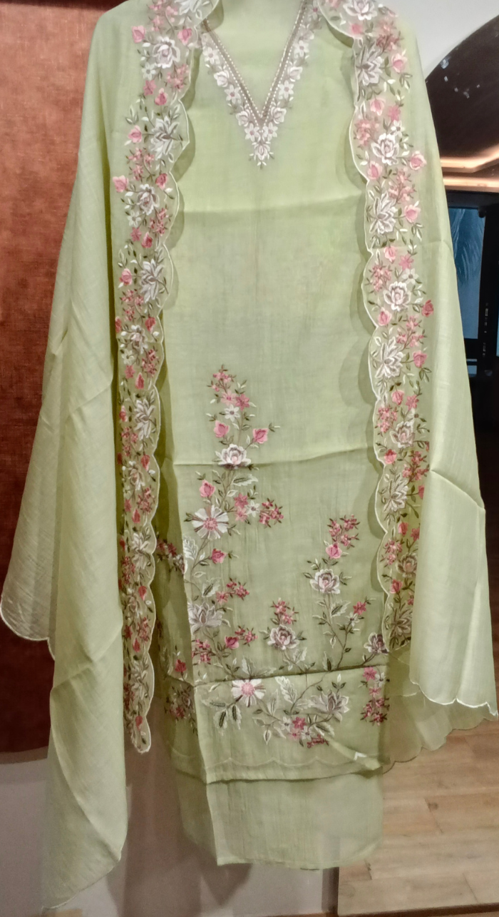 Gulnaar Heirloom Chanderi Semi-Stitched Cotton Suit