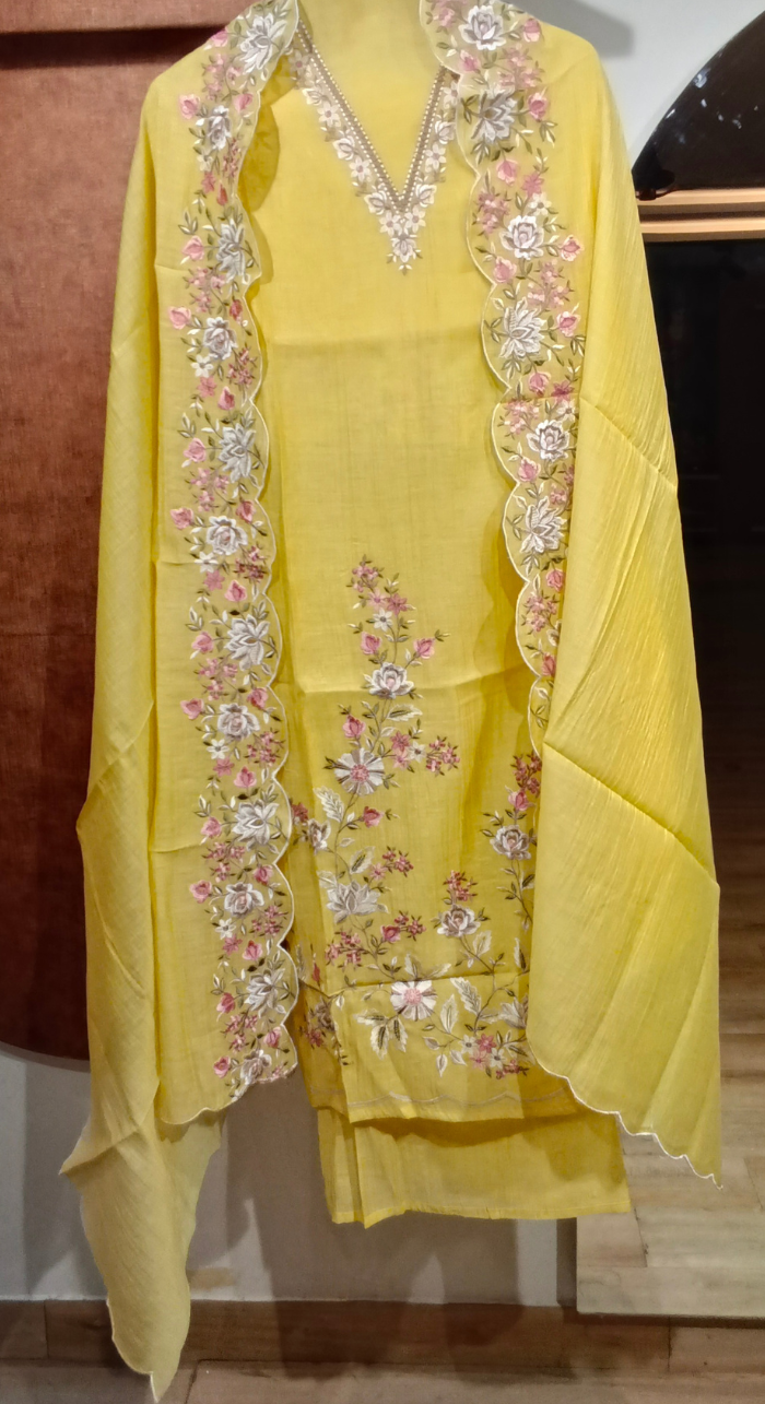 Gulnaar Heirloom Chanderi Semi-Stitched Cotton Suit