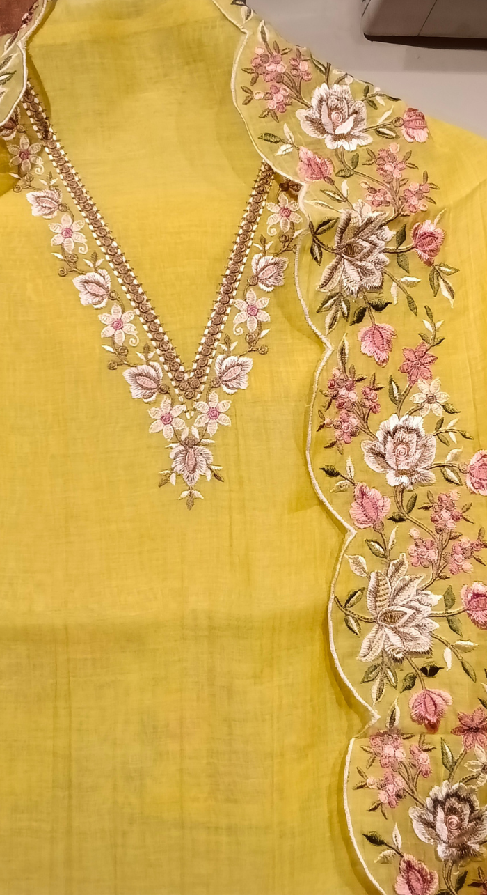 Gulnaar Heirloom Chanderi Semi-Stitched Cotton Suit