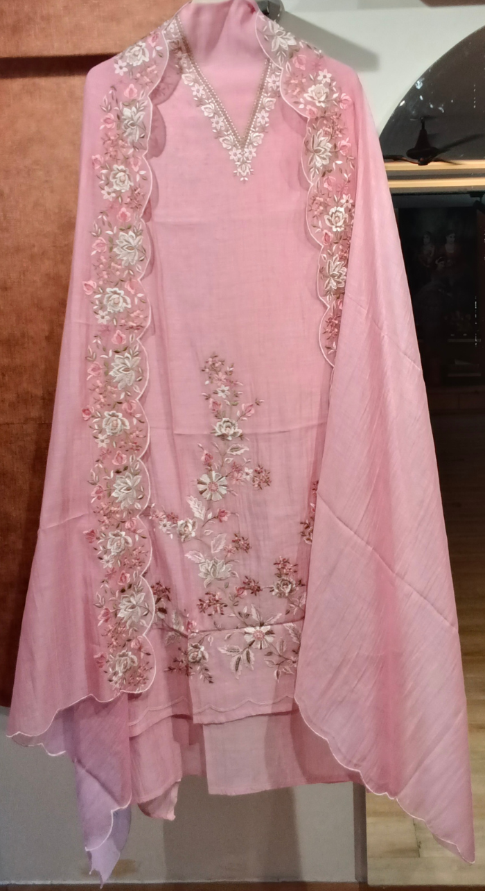 Gulnaar Heirloom Chanderi Semi-Stitched Cotton Suit