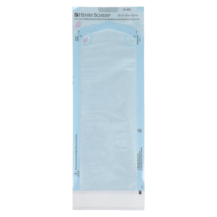 Henry Schein Self-Sealing Sterilization Pouches, Latex-Free, Built in Color Change Guide 3.5 in x 9 in 200/Bx