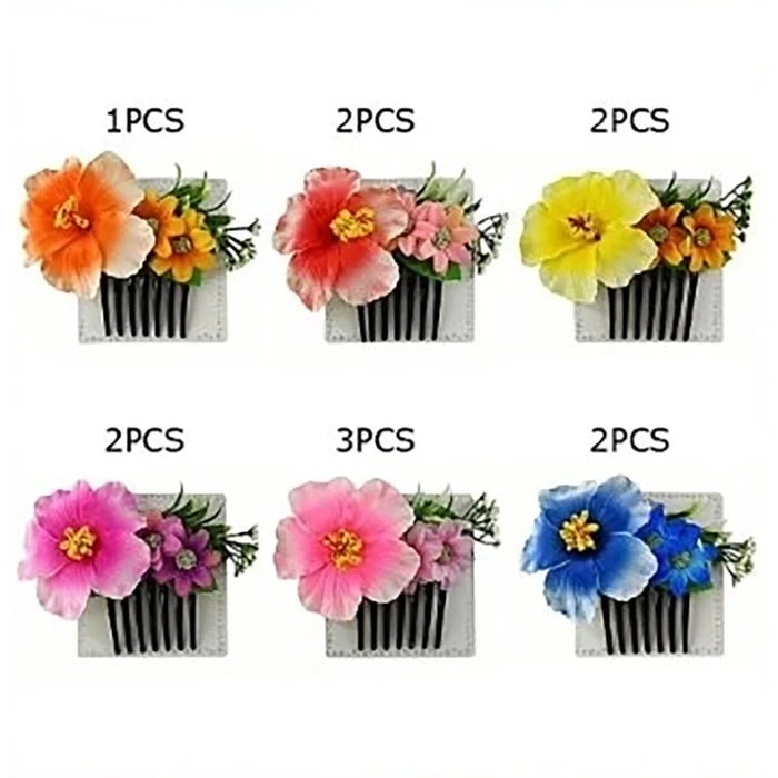 Hibiscus Flower Hair Comb Accessory - Tropical Floral Headpiece (HCF-1062M)