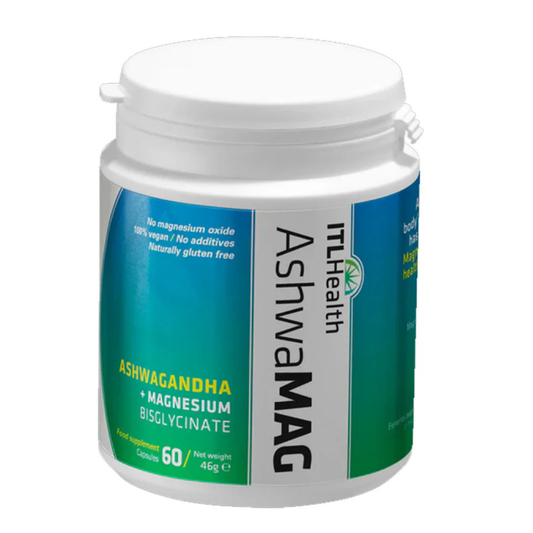 ITL AshwaMAG Magnesium Bisglycinate with Sensoril® Ashwagandha 60 Capsules
