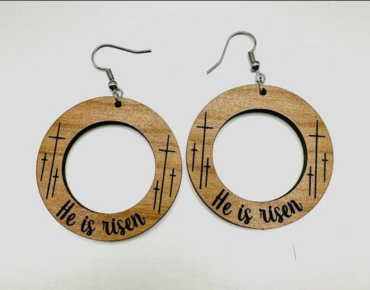 Jewelry - Round He Is Risen Earrings, Tan