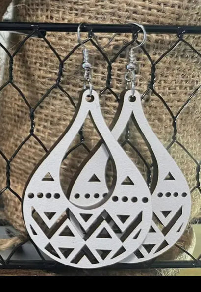 Jewelry - White Boho Aztec Drip - Western Earrings