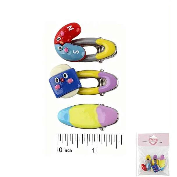Kids' Stationery-Themed Hair Clip Set – Cute School Supplies Design Hair Accessories (IKHP-031)