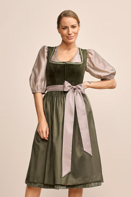 Kruger Long Dirndl 2pcs. 70cm "Farine" green