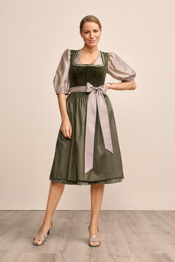 Kruger Long Dirndl 2pcs. 70cm "Farine" green