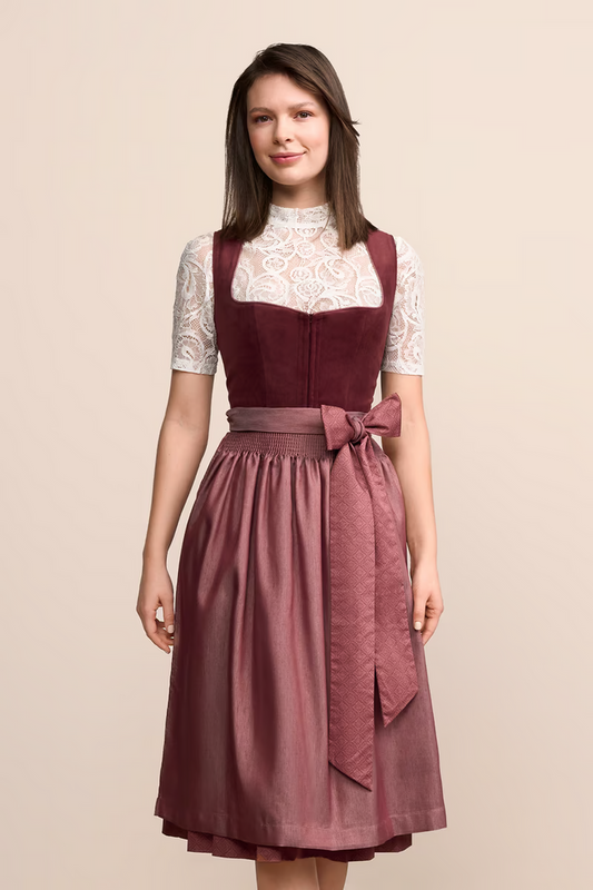 Kruger Long Dirndl 2pcs. 70cm "Veralyn" red