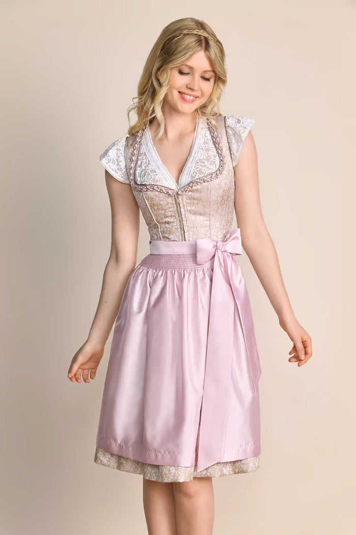Kruger Midi Dirndl 2pcs. 60cm "Bruni" pink (size 32)