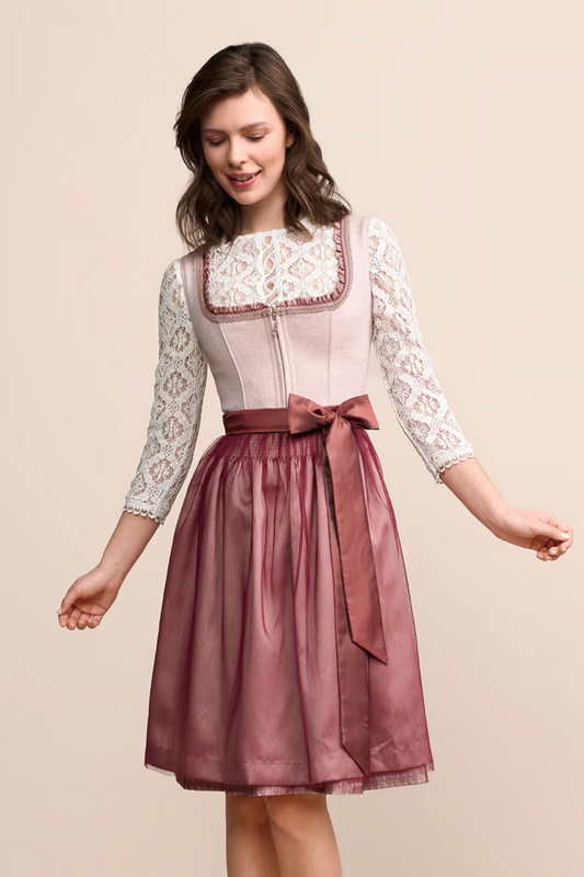 Kruger Midi Dirndl 2pcs. 60cm "Clarice" red (46)