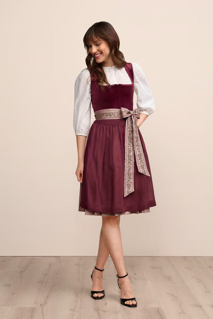 Kruger Midi Dirndl 2pcs. 60cm "Elaina" red (42)