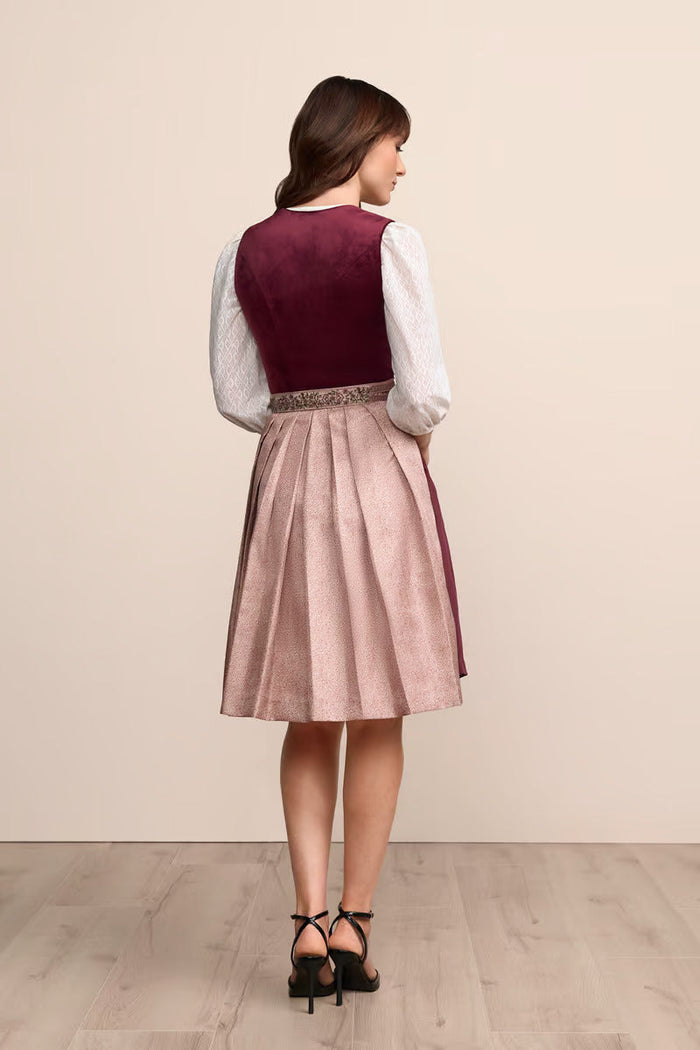 Kruger Midi Dirndl 2pcs. 60cm "Elaina" red (42)