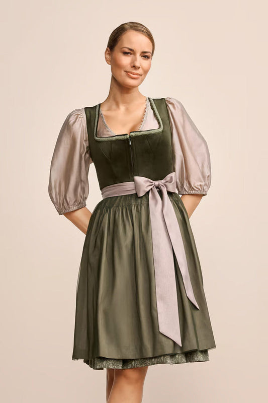 Kruger Midi Dirndl 2pcs. 60cm "Farine" green (44)