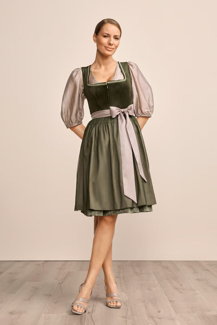 Kruger Midi Dirndl 2pcs. 60cm "Farine" green (44)