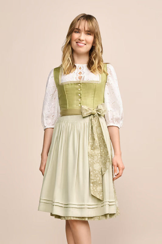 Kruger Midi Dirndl 2pcs. 60cm "Lemonie" green (size 32,42,48)