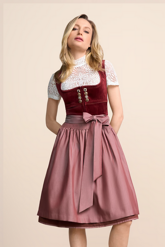 Kruger Midi Dirndl 2pcs. 60cm "Milda" red