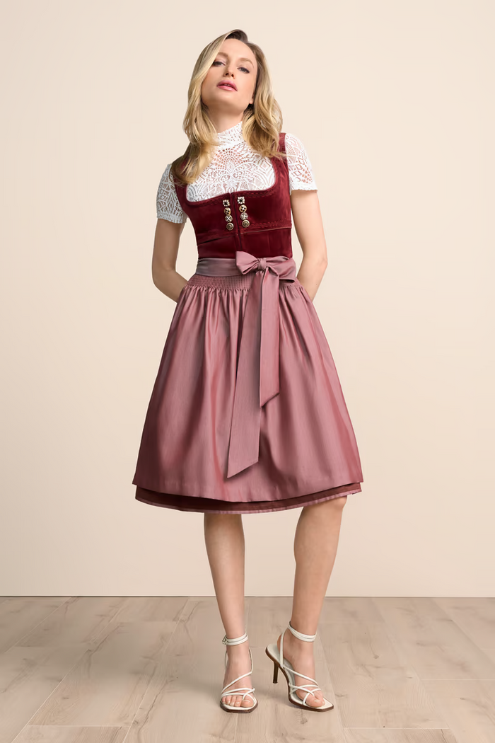 Kruger Midi Dirndl 2pcs. 60cm "Milda" red