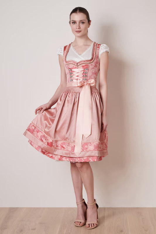 Kruger Midi Dirndl 2pcs. 60cm "Rosmerta" red