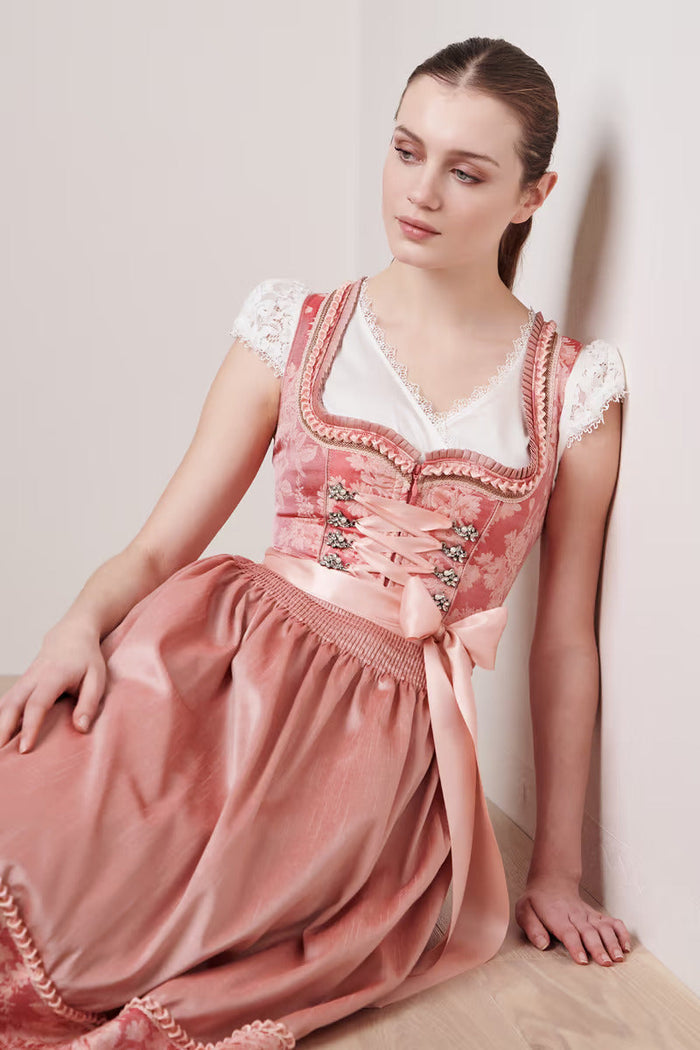 Kruger Midi Dirndl 2pcs. 60cm "Rosmerta" red