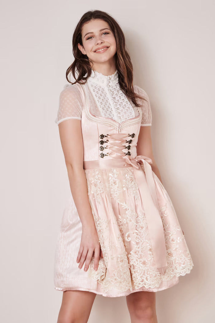 Kruger Mini Dirndl 2pcs. 50cm "Junie" pink (32,38,40)