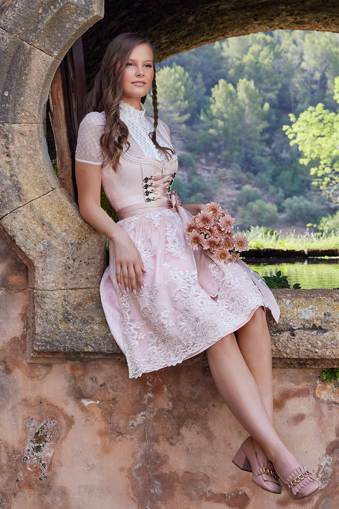 Kruger Mini Dirndl 2pcs. 50cm "Junie" pink (32,38,40)