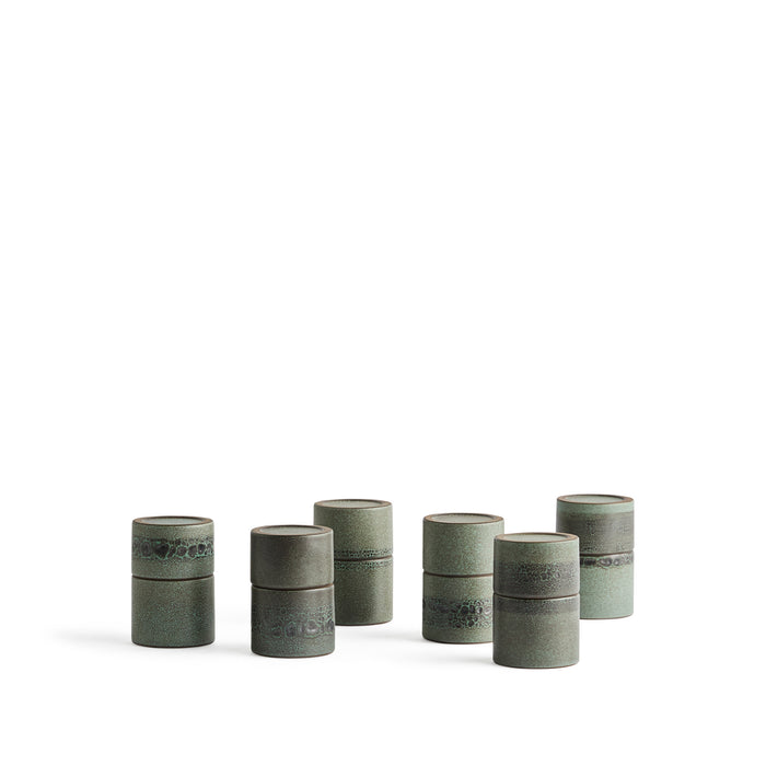 Heath Clay Studio ceramic matchstick holder in shell and hematite group of 6