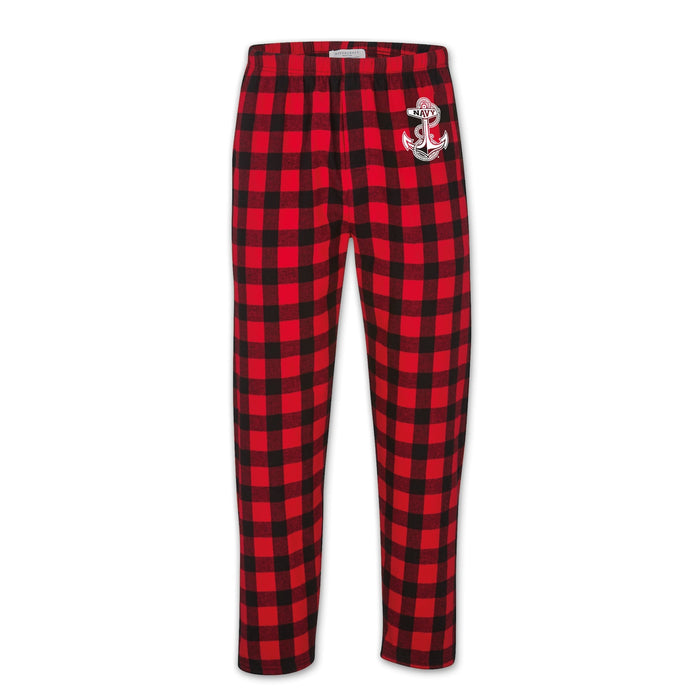 Navy Anchor Buffalo Check Flannel Pants