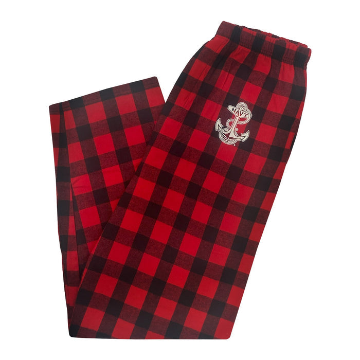 Navy Anchor Buffalo Check Flannel Pants