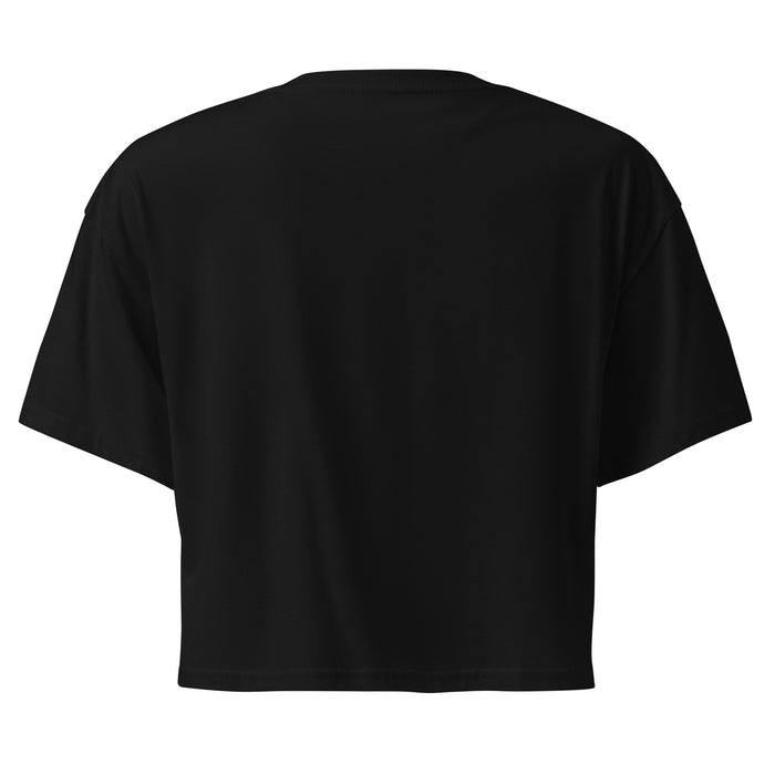 Women's Crop Top in black cotton with Never Dim To Fit In statement