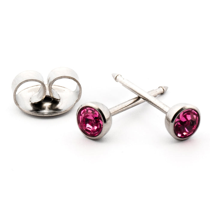 October (Rose) Silver Earrings 4 mm Earrings